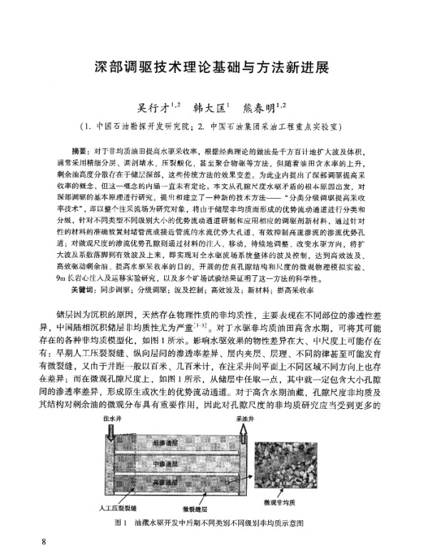 深部调驱技术理论基础与方法新进展
