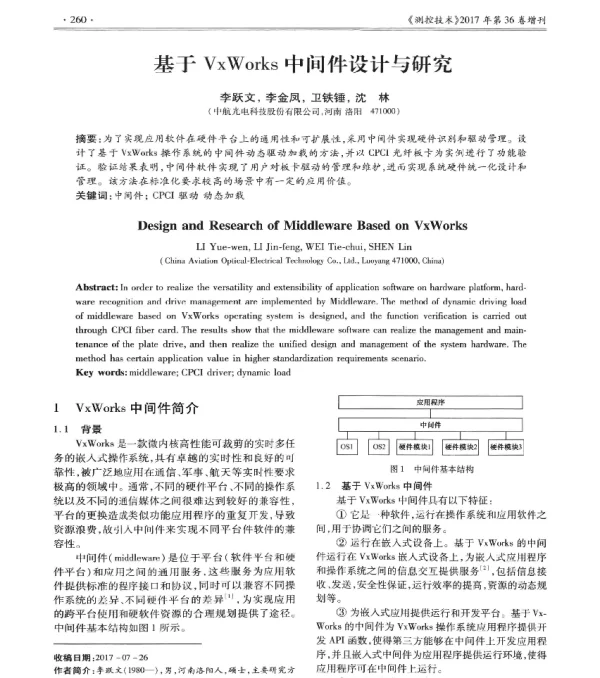 基于VxWorks中间件设计与研究