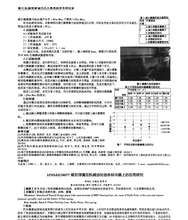 蝶形弹簧在机械齿轮齿条转向器上的应用研究