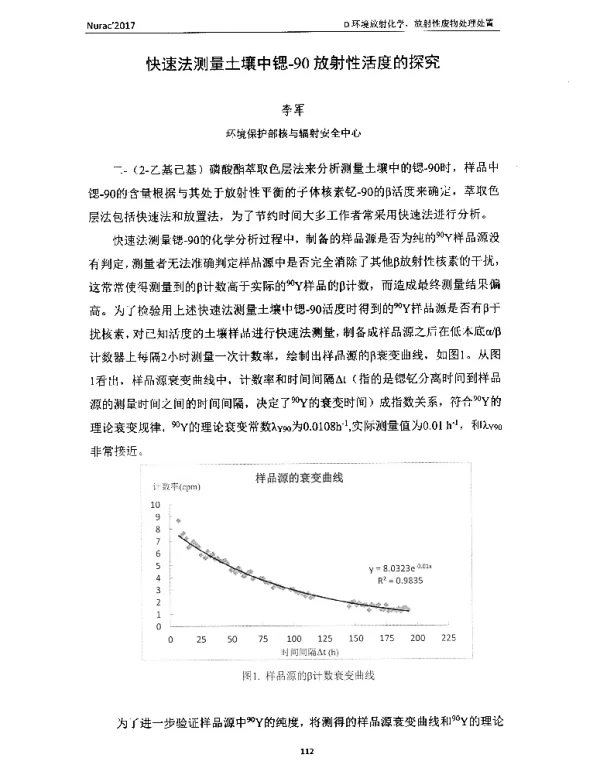 快速法测量土壤中锶-90放射性活度的探究