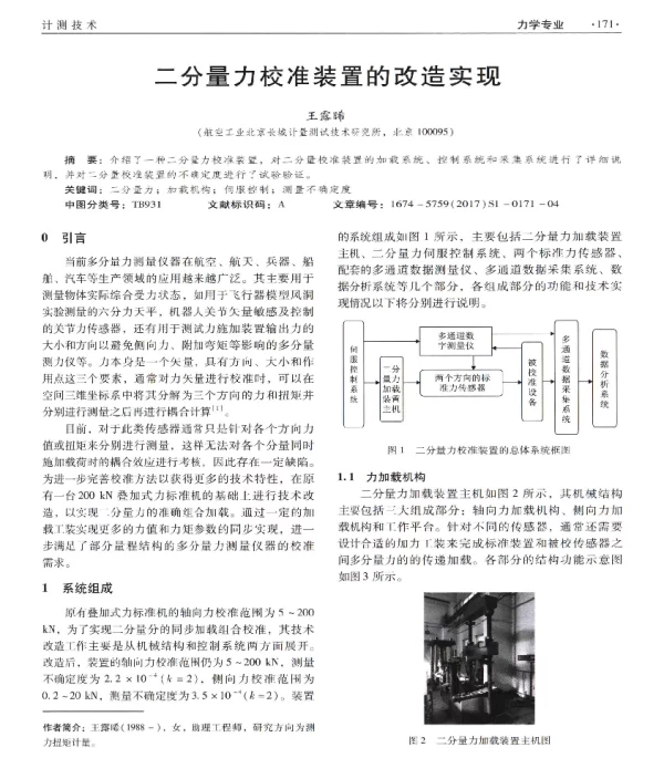 二分量力校准装置的改造实现