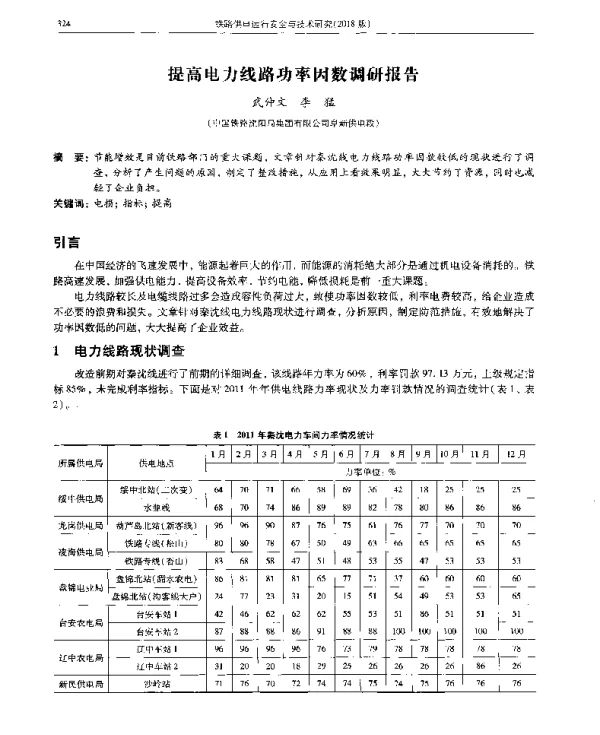 提高电力线路功率因数调研报告