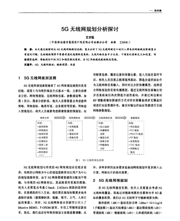 5G无线网规划分析探讨