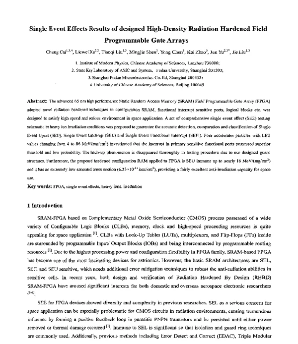 SingleEventEffectsResultsofdesignedHigh-DensityRadiationHardenedFieldProgrammableGateArrays