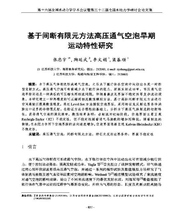 基于间断有限元方法高压通气空泡早期运动特性研究