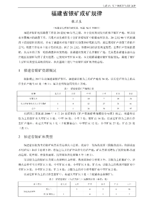 福建省银矿成矿规律