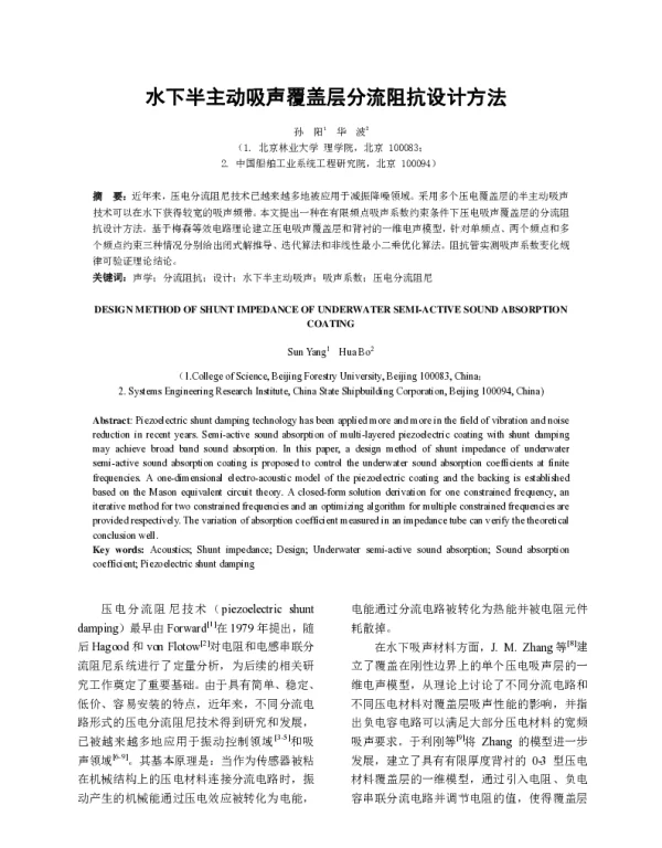 水下半主动吸声覆盖层分流阻抗设计方法