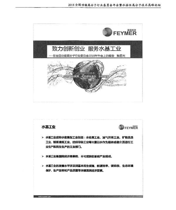 致力创新创业服务水基工业--在全国功能高分子行业委员会2018年年会上的报告