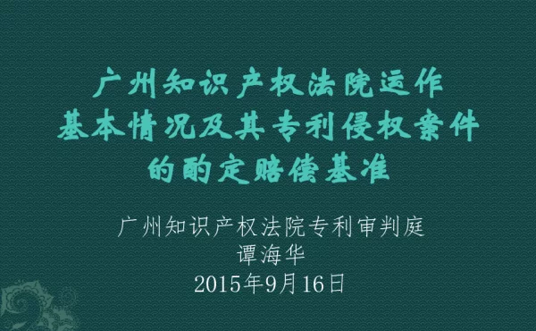 广州知识产权法院运作基本情况及其专利侵权案件的酌定赔偿基准