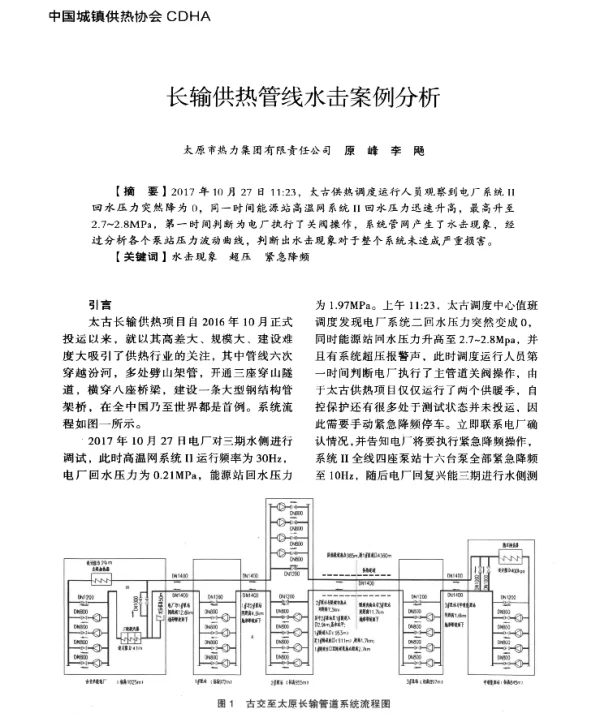 长输供热管线水击案例分析