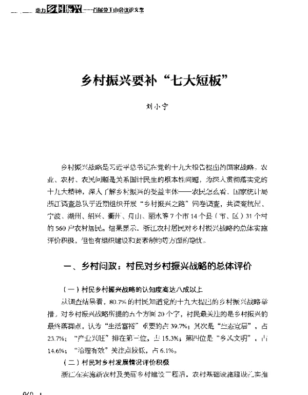 乡村振兴要补“七大短板”
