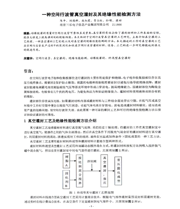 一种空间行波管真空灌封及其绝缘性能检测方法