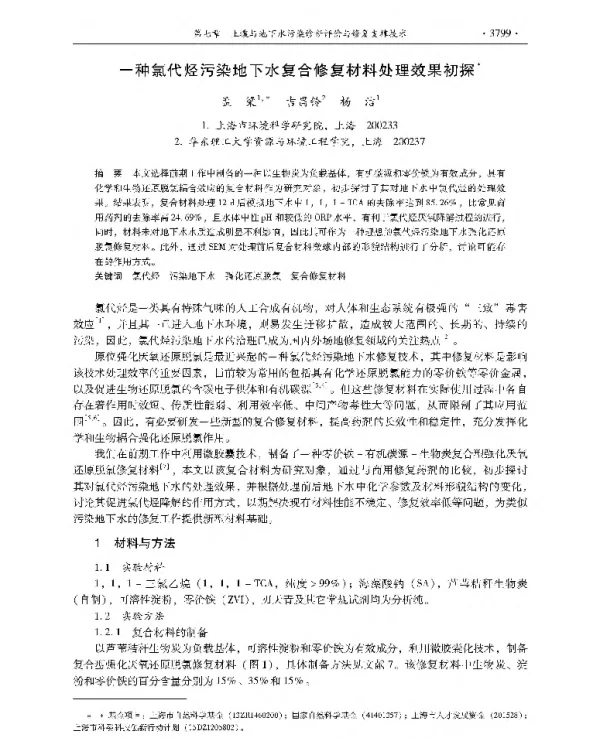 一种氯代烃污染地下水复合修复材料处理效果初探