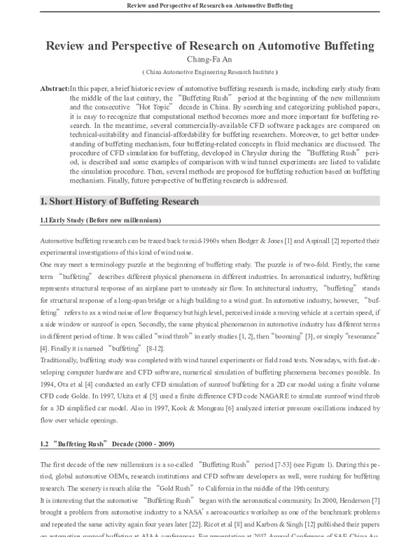 ReviewandPerspectiveofResearchonAutomotiveBuffeting
