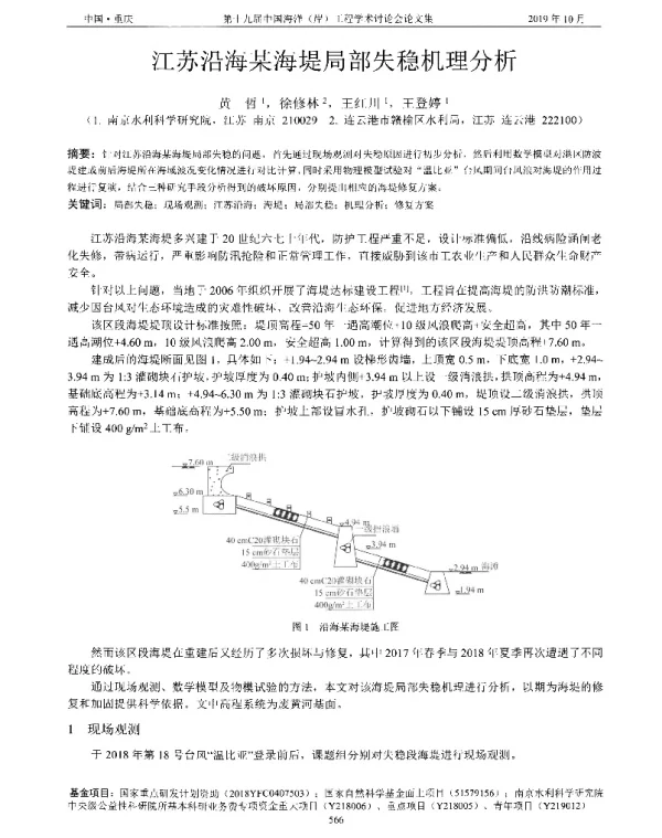 江苏沿海某海堤局部失稳机理分析