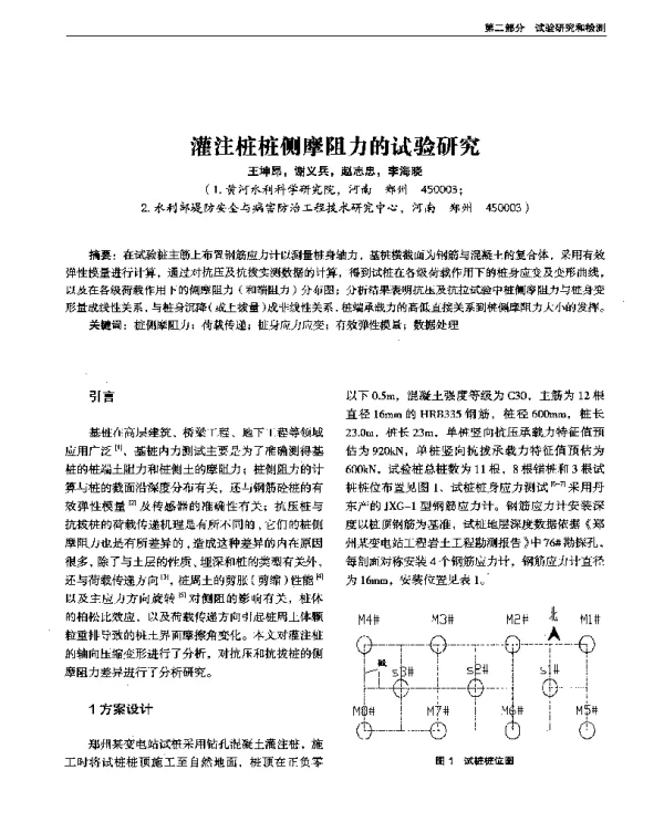灌注桩桩侧摩阻力的试验研究