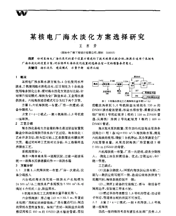 某核电厂海水淡化方案选择研究