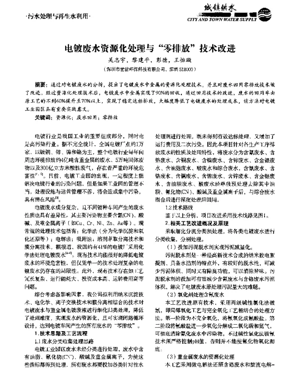 电镀废水资源化处理与零排放技术改进