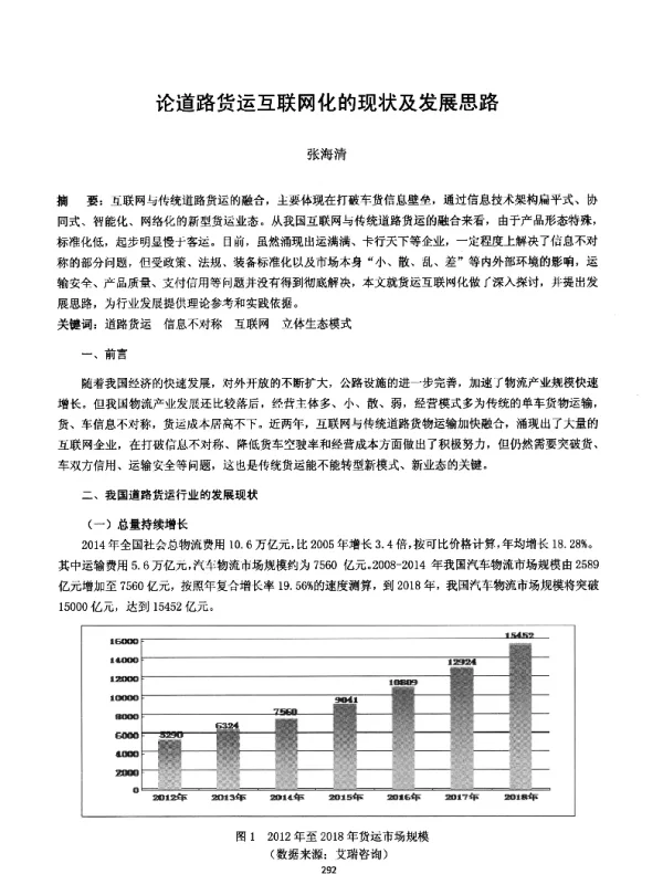 论道路货运互联网化的现状及发展思路