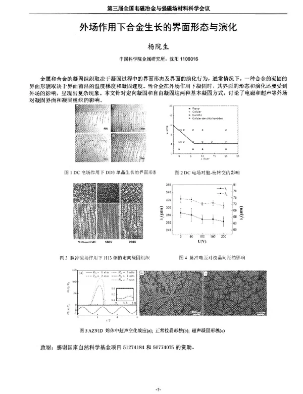 外场作用下合金生长的界面形态与演化