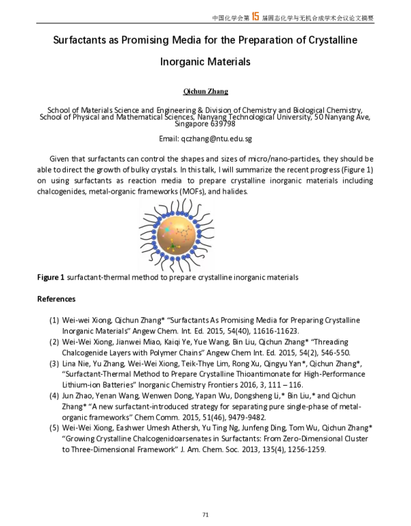 SurfactantsasPromisingMediaforthePreparationofCrystallineInorganicMaterials