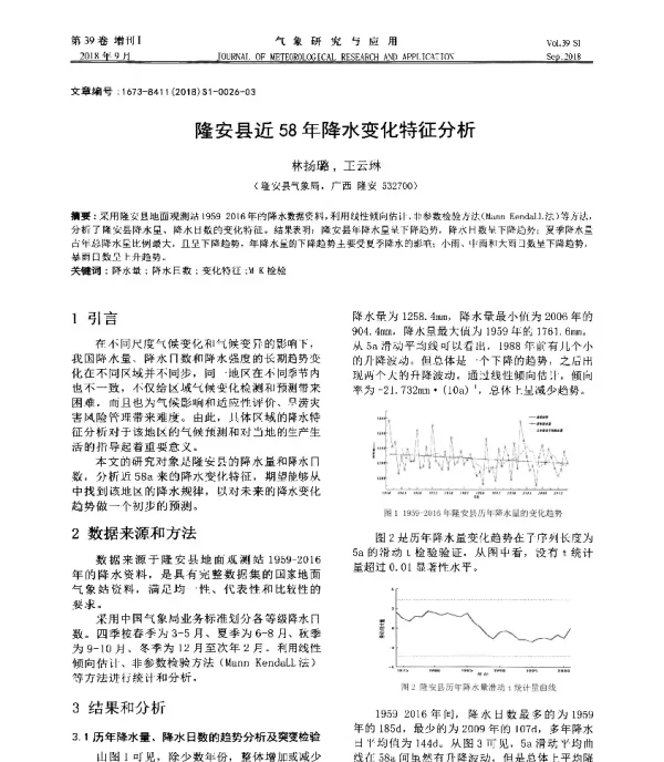 隆安县近58年降水变化特征分析