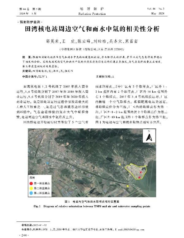 田湾核电站周边空气和雨水中氚的相关性分析