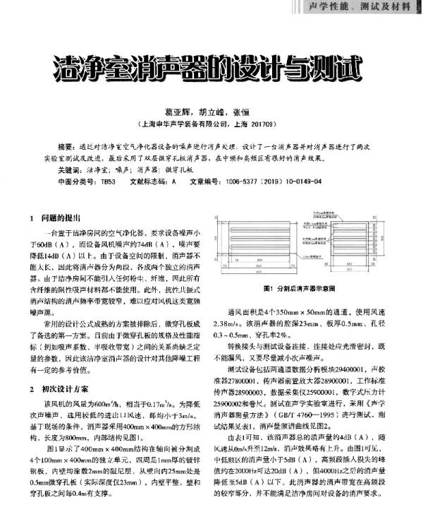 洁净室消声器的设计与测试