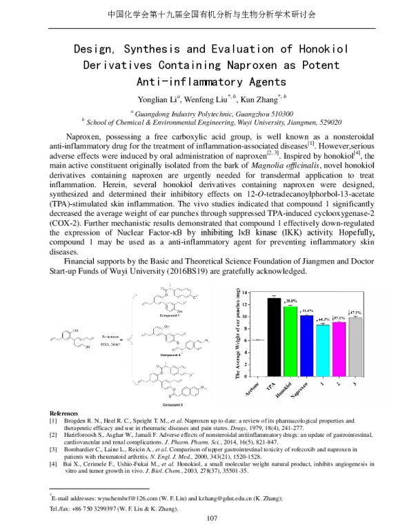 DesignSynthesisandEvaluationofHonokiolDerivativesContainingNaproxenasPotentAnti-inflammatoryAgents