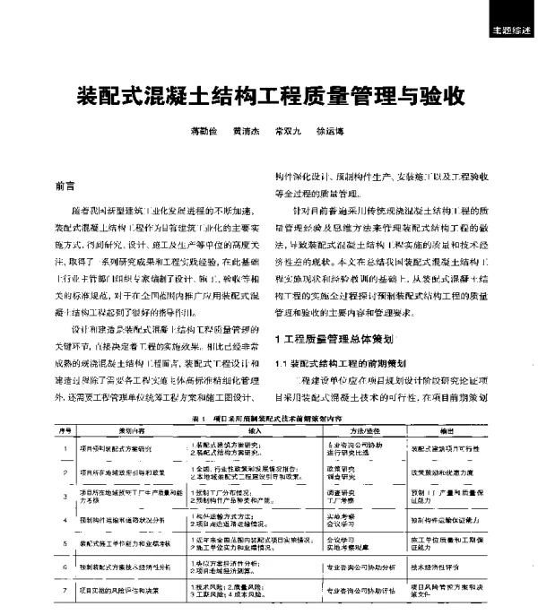 装配式混凝土结构工程质量管理与验收