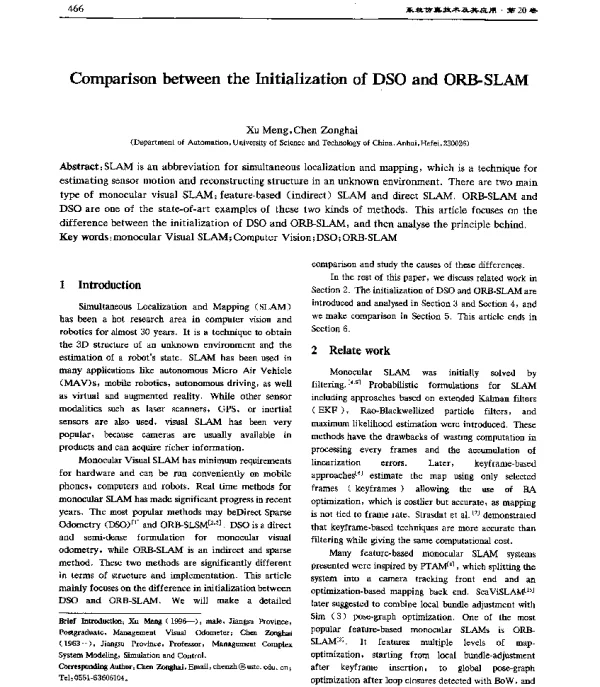 ComparisonbetweentheInitializationofDSOandORB-SLAM