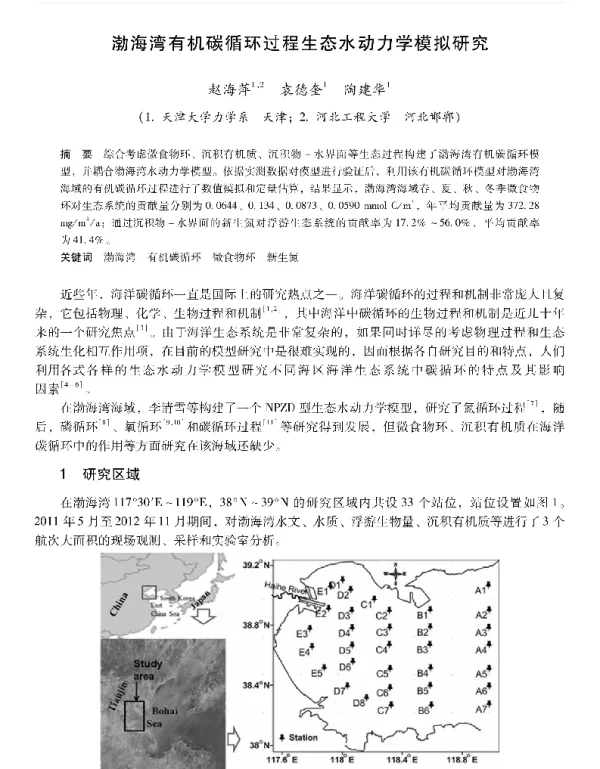 渤海湾有机碳循环过程生态水动力学模拟研究