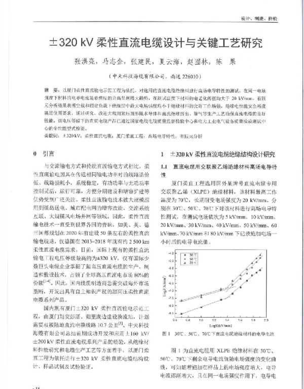 ±320kV柔性直流电缆设计与关键工艺研究