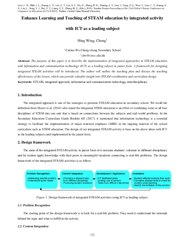 EnhanceLearningandTeachingofSTEAMeducationbyintegratedactivitywithICTasaleadingsubject