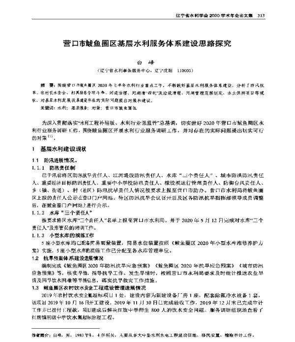 营口市鲅鱼圈区基层水利服务体系建设思路探究