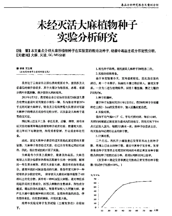 未经灭活大麻植物种子实验分析研究