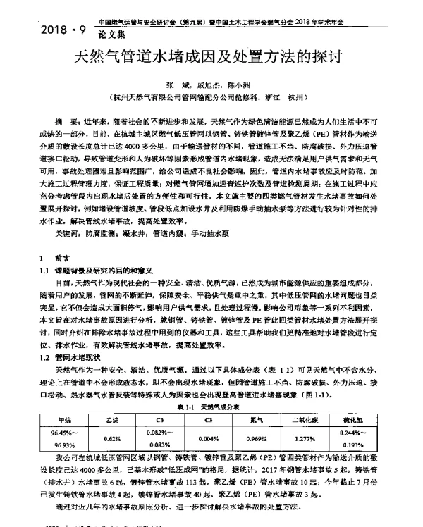 天然气管道水堵成因及处置方法的探讨