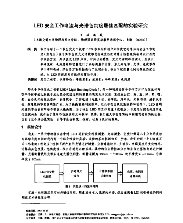 LED安全工作电流与光谱色纯度最佳匹配的实验研究