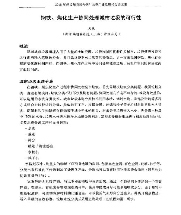 钢铁、焦化生产协同处理城市垃圾的可行性