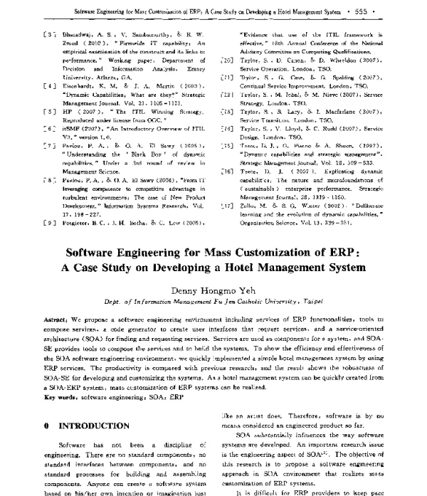 SoftwareEngineeringforMassCustomizationofERPACaseStudyonDevelopingaHotelManagementSystem
