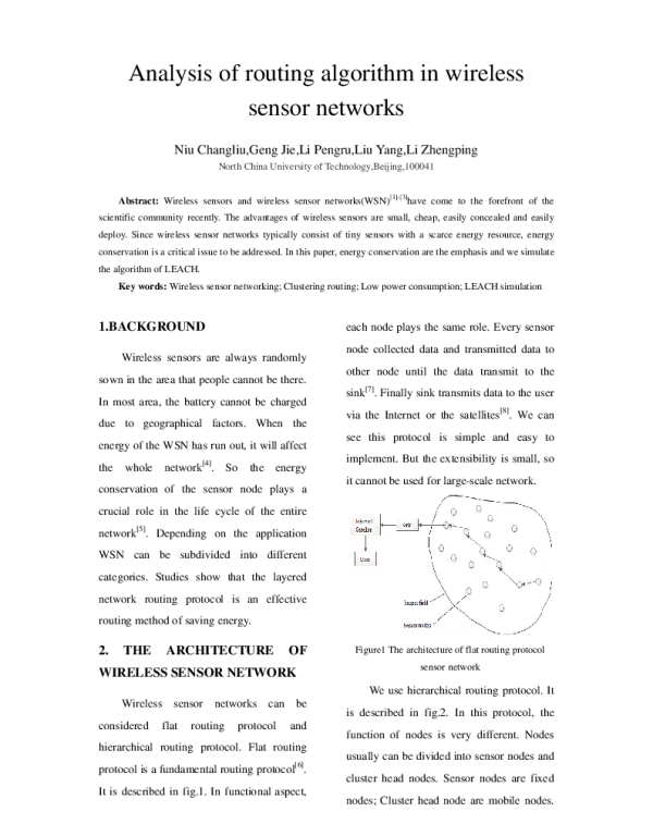 Analysisofroutingalgorithminwirelesssensornetworks