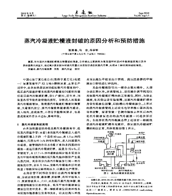 蒸汽冷凝液贮槽液封破的原因分析和预防措施