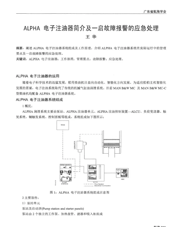 ALPHA电子注油器简介及一启故障报警的应急处理