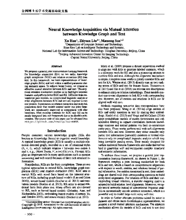 NeuralKnowledgeAcquisitionviaMutualAttentionbetweenKnowledgeGraphandText