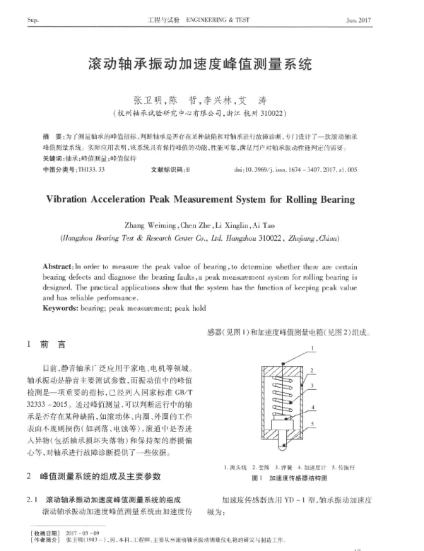 滚动轴承振动加速度峰值测量系统
