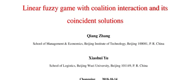 Linearfuzzygamewithcoalitioninteractionanditscoincidentsolutions