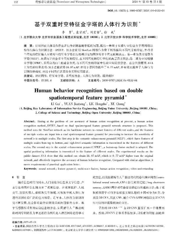 基于双重时空特征金字塔的人体行为识别