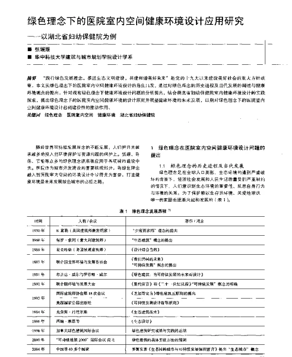 绿色理念下的医院室内空间健康环境设计应用研究--以湖北省妇幼保健院为例