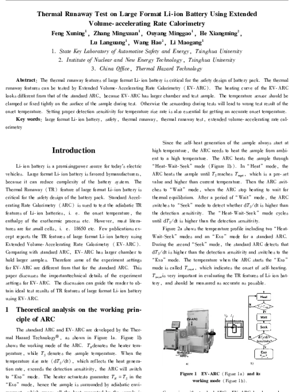 ThermalRunawayTestonLargeFormatLi-ionBatteryUsingExtendedVolume-acceleratingRateCalorimetry