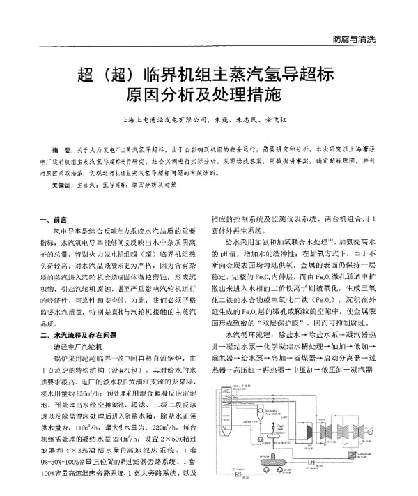 超(超)临界机组主蒸汽氢导超标原因分析及处理措施